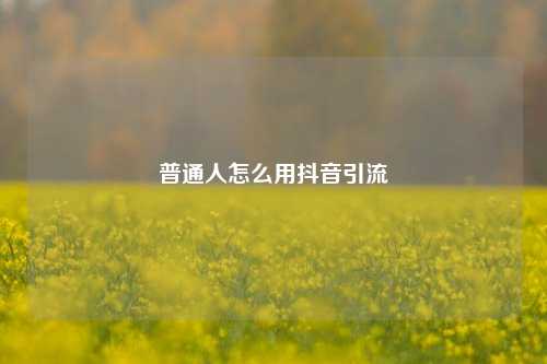 普通人怎么用抖音引流
